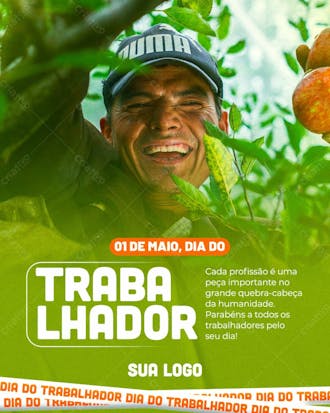 Arte social media de maio dia do trabalhador