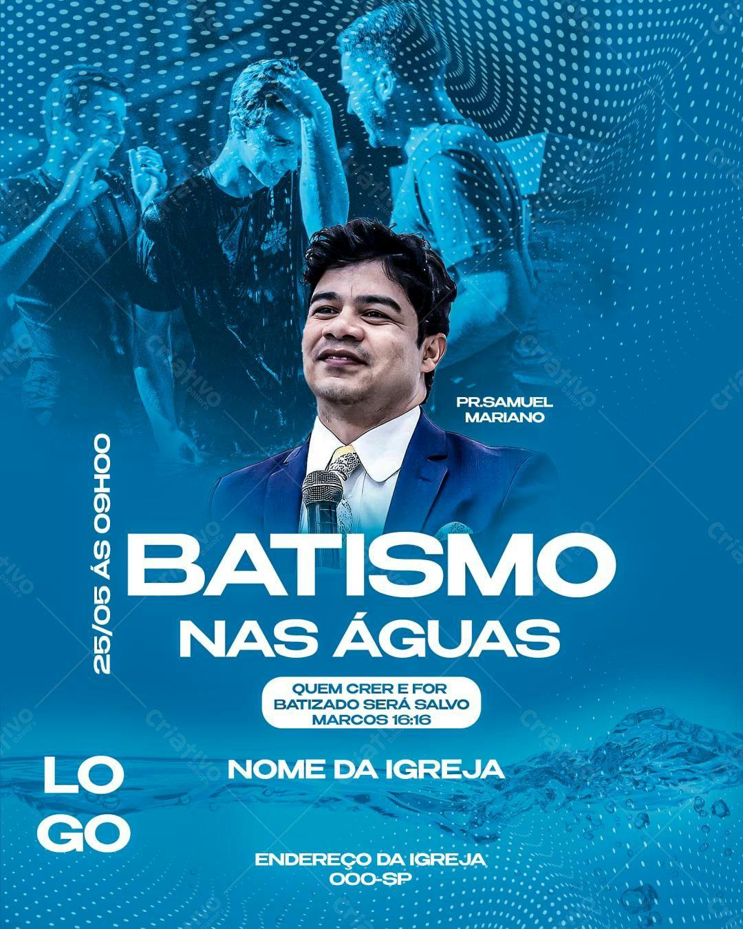 Flyer para Batismo nas Águas PSD Editável