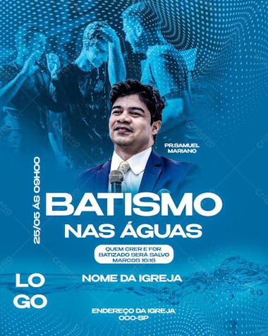 Batismo nas águas gospel igreja psd editável