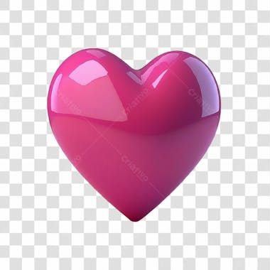 Coração rosa 3d png transparente