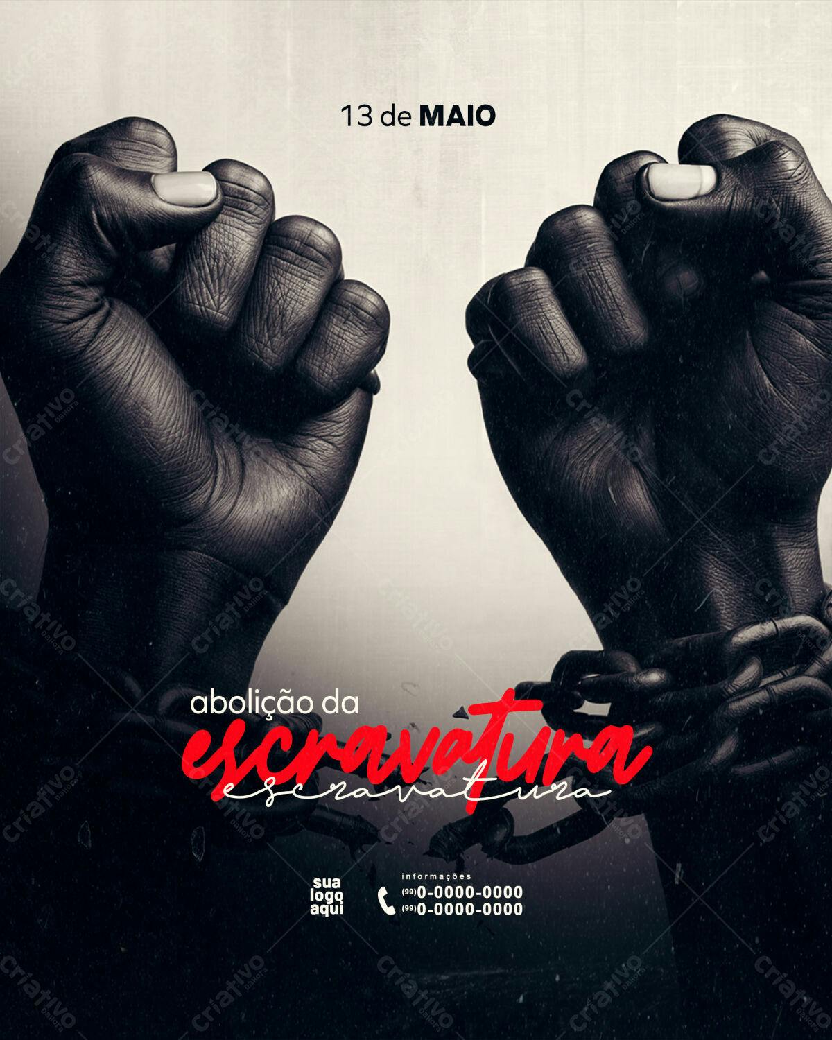 Flyer 13 de Maio - Abolição da Escravatura PSD Editável