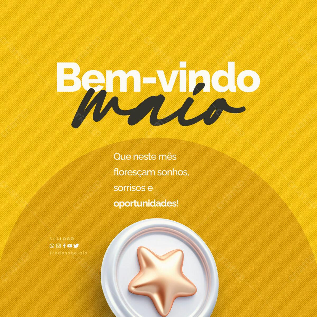 Postagem Boas Vindas Maio PSD Editável
