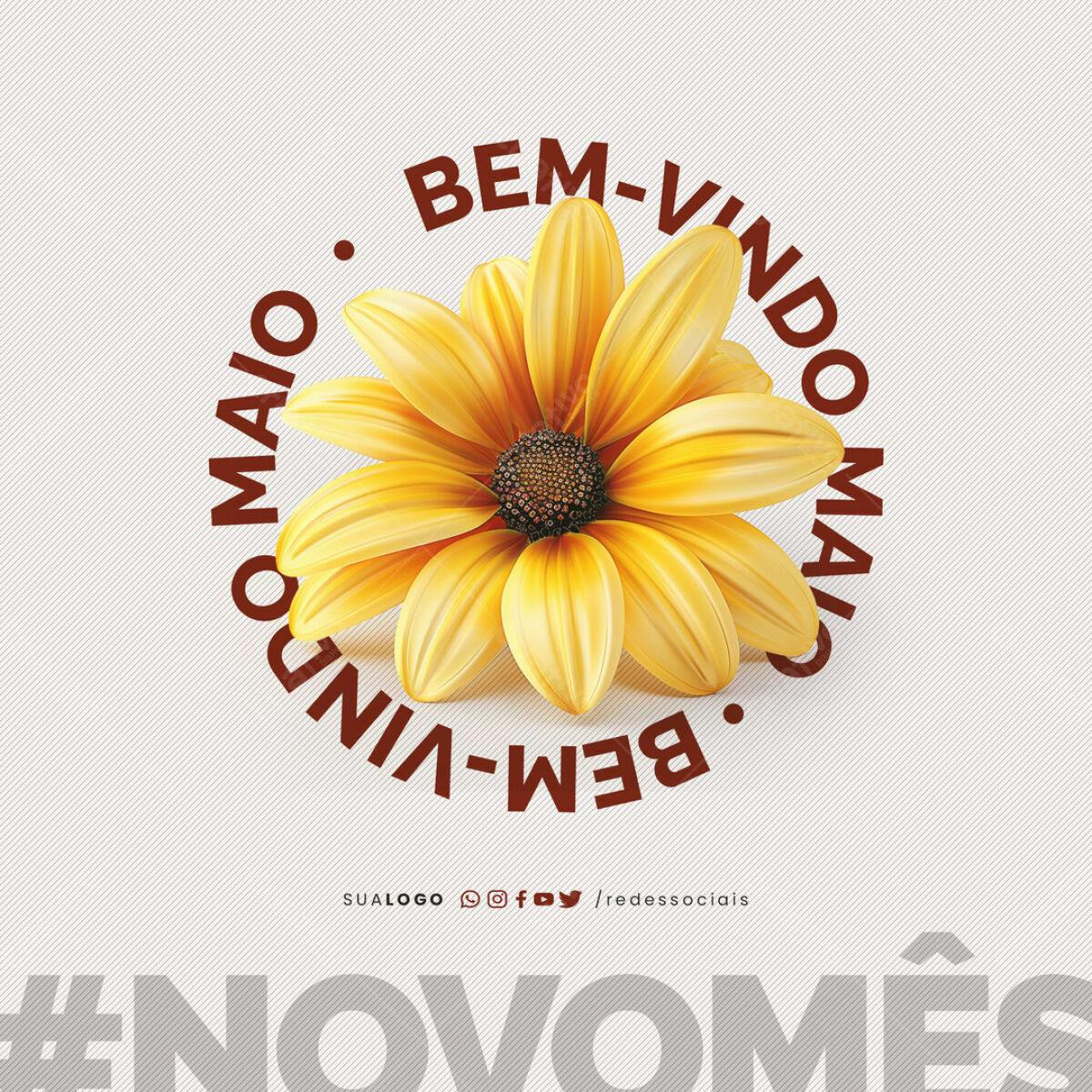 Postagem Boas Vindas Maio PSD Editável