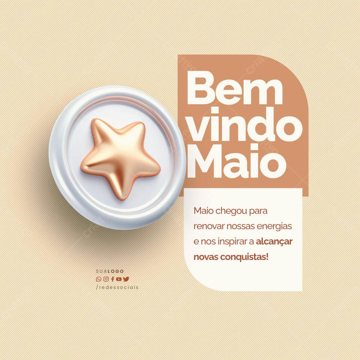 Postagem Boas Vindas Maio PSD Editável
