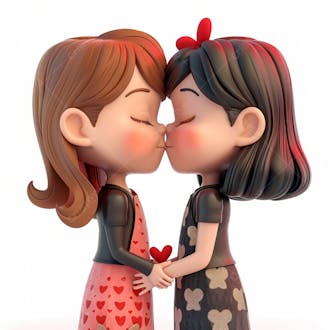 Imagem de duas garotas se beijando, personagem 3d 5