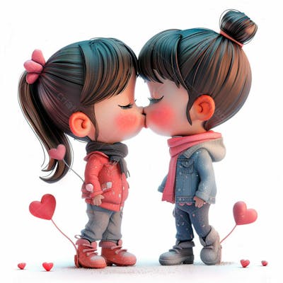 Imagem De Duas Garotas Se Beijando, Personagem 3D 7