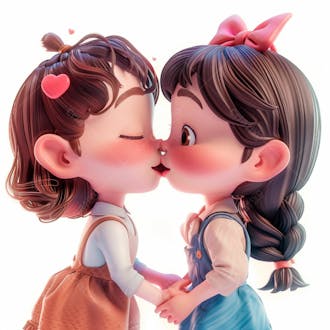 Imagem de duas garotas se beijando, personagem 3d 9