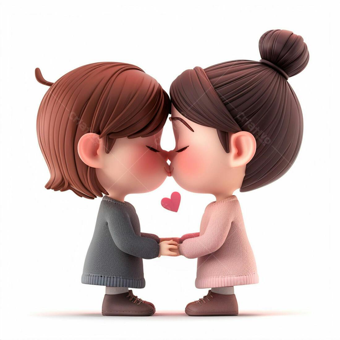 Casal apaixonado se beijando ilustração 3D
