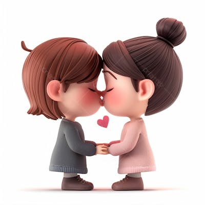 Imagem De Duas Garotas Se Beijando, Personagem 3D 10