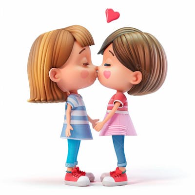 Imagem De Duas Garotas Se Beijando, Personagem 3D 11