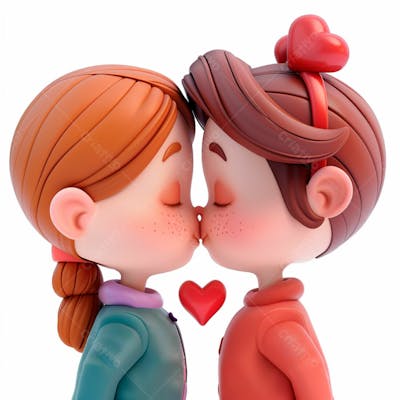 Imagem De Duas Garotas Se Beijando, Personagem 3D 12