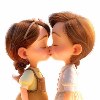 Imagem de duas garotas se beijando, personagem 3d 15