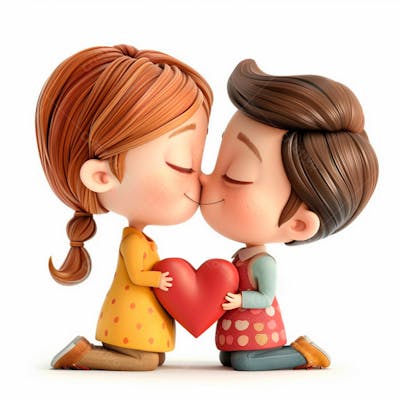 Imagem De Duas Garotas Se Beijando, Personagem 3D 17