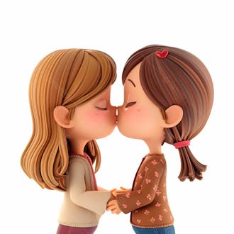 Imagem de duas garotas se beijando, personagem 3d 20