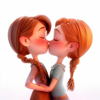 Imagem de duas garotas se beijando, personagem 3d 25