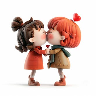 Imagem de duas garotas se beijando, personagem 3d 26