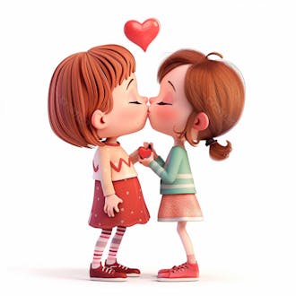 Imagem de duas garotas se beijando, personagem 3d 27