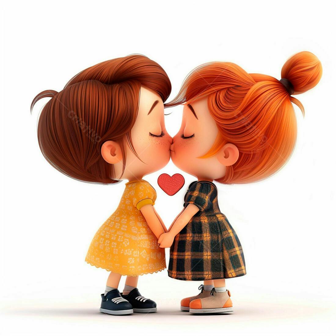 Meninas se beijando desenho amor