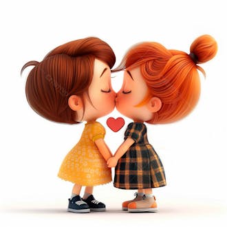 Imagem de duas garotas se beijando, personagem 3d 29