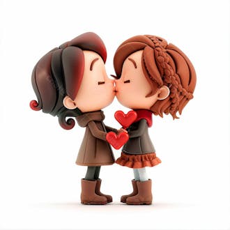 Imagem de duas garotas se beijando, personagem 3d 34