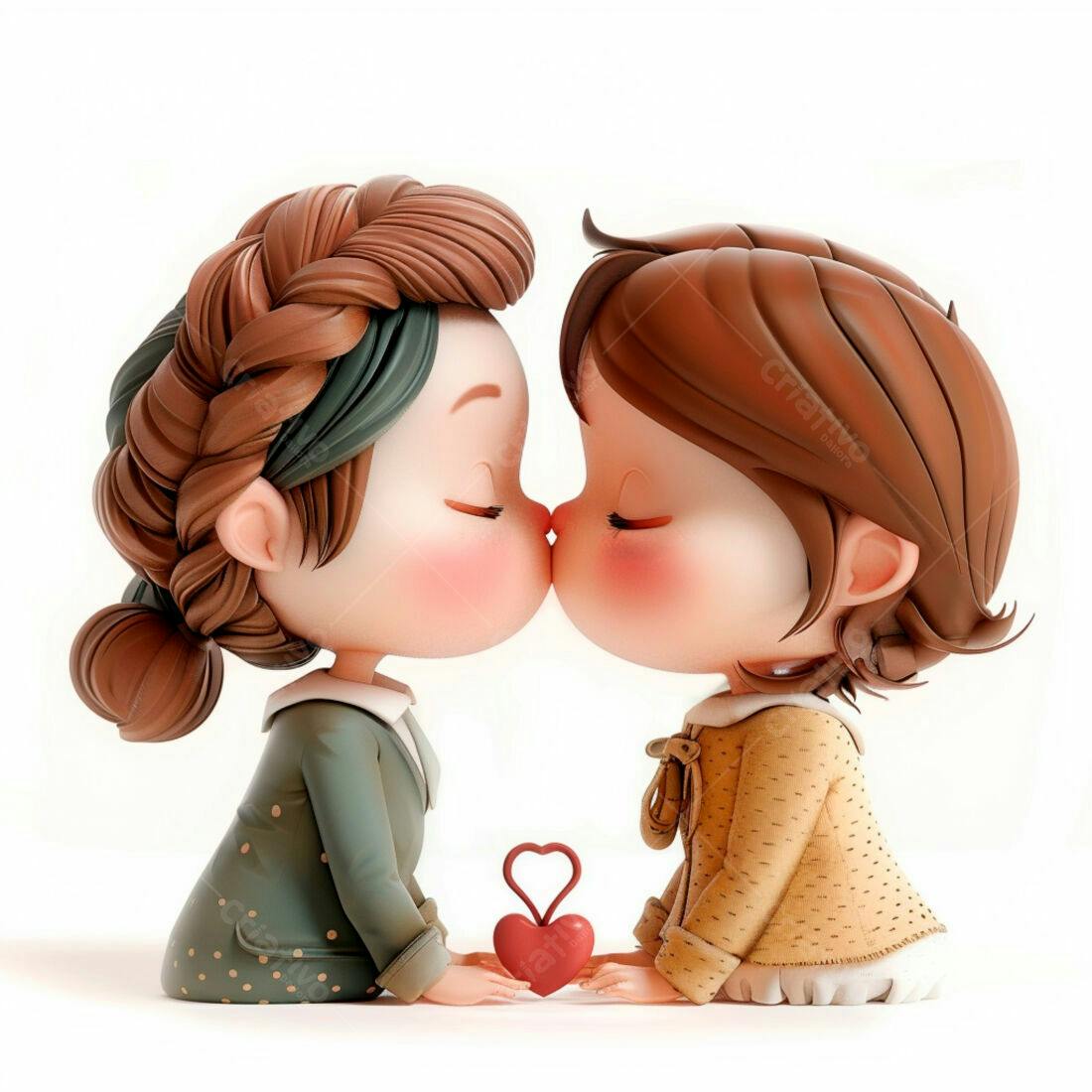 Duas meninas se beijando com coração