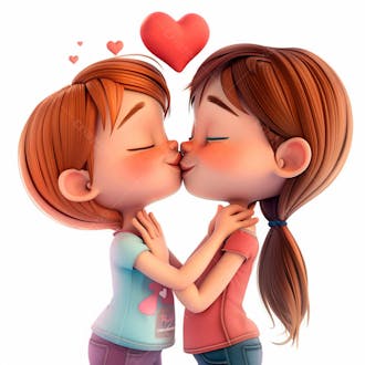Imagem de duas garotas se beijando, personagem 3d 43