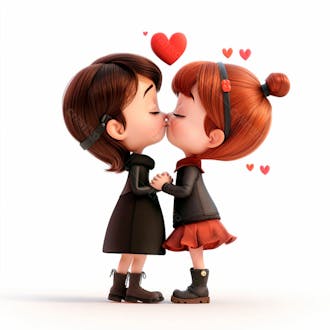 Imagem de duas garotas se beijando, personagem 3d 48
