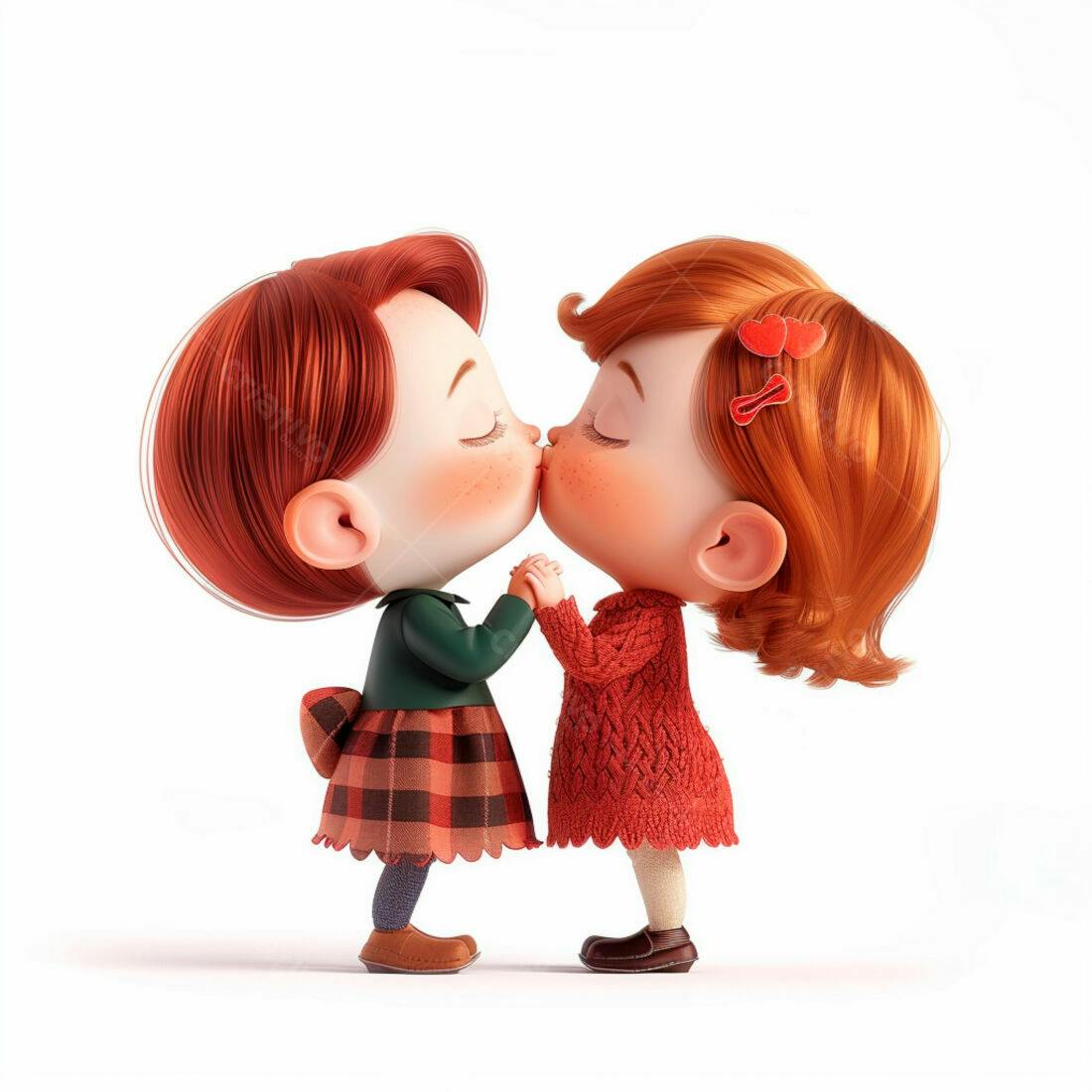 Crianças ruivas se beijando dia dos namorados