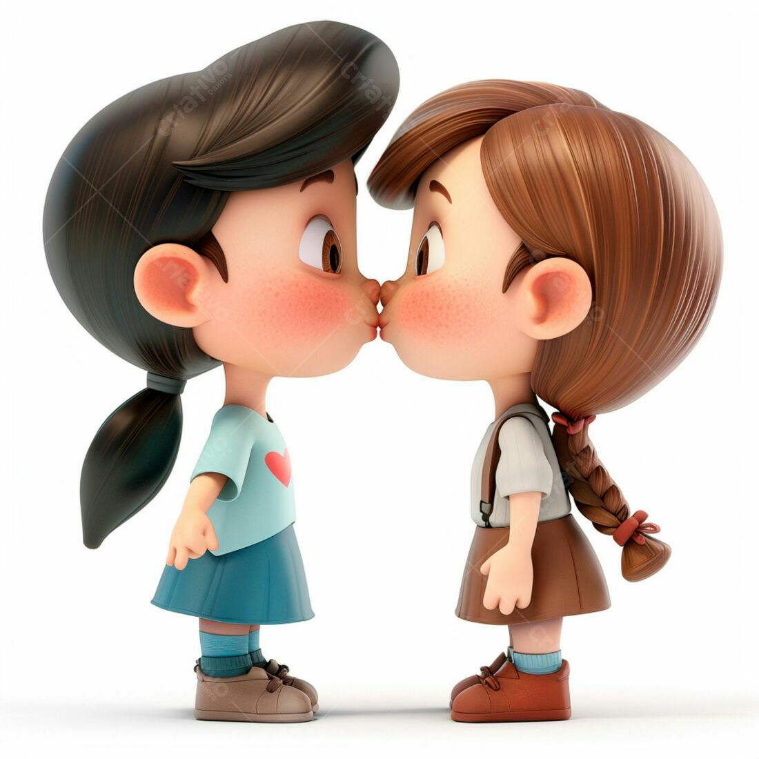 Meninas se beijando ilustração 3D
