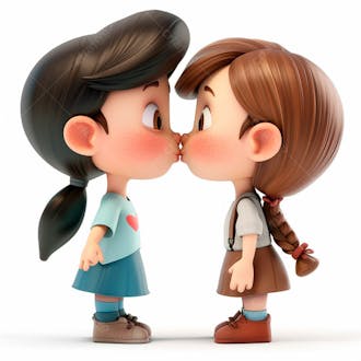 Imagem de duas garotas se beijando, personagem 3d 50