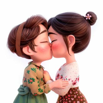Imagem de duas garotas se beijando, personagem 3d 51