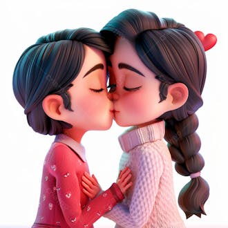 Imagem de duas garotas se beijando, personagem 3d 53