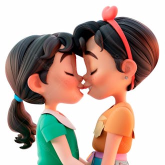 Imagem de duas garotas se beijando, personagem 3d 55