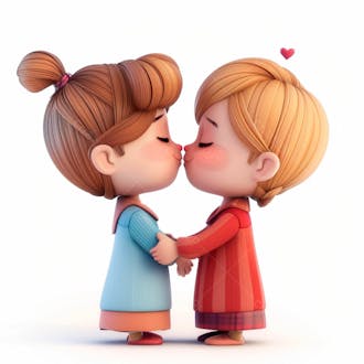 Imagem de duas garotas se beijando, personagem 3d 59