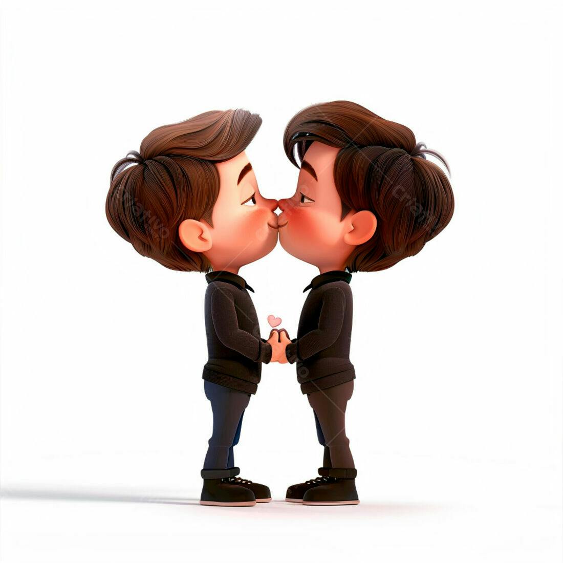 Dois jovens se beijando fundo branco