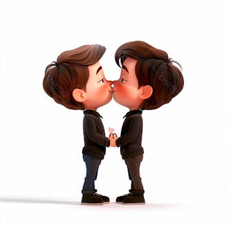 Imagem de dois garotos se beijando, personagem 3d 2