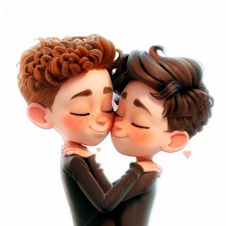 Imagem de dois garotos se beijando, personagem 3d 4