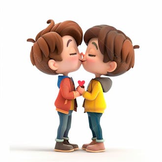 Imagem de dois garotos se beijando, personagem 3d 9