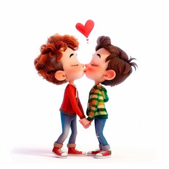 Imagem de dois garotos se beijando, personagem 3d 10
