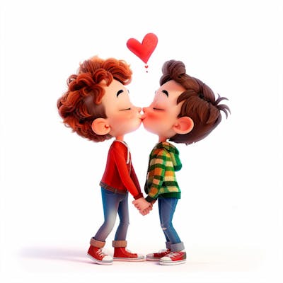 Imagem De Dois Garotos Se Beijando, Personagem 3D 10