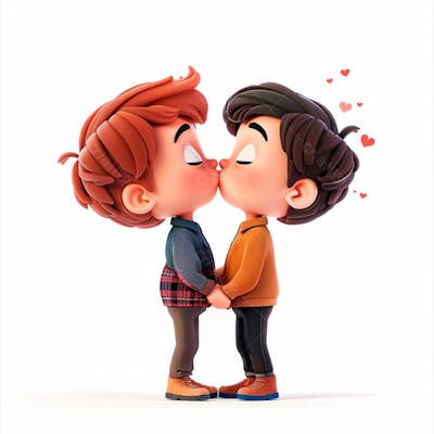 Imagem De Dois Garotos Se Beijando, Personagem 3D 11