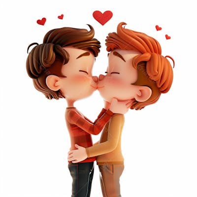 Imagem De Dois Garotos Se Beijando, Personagem 3D 12