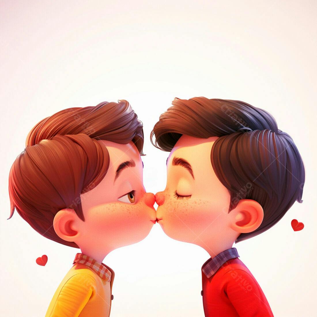 Dois meninos se beijando ilustração 3D