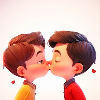 Imagem de dois garotos se beijando, personagem 3d 26