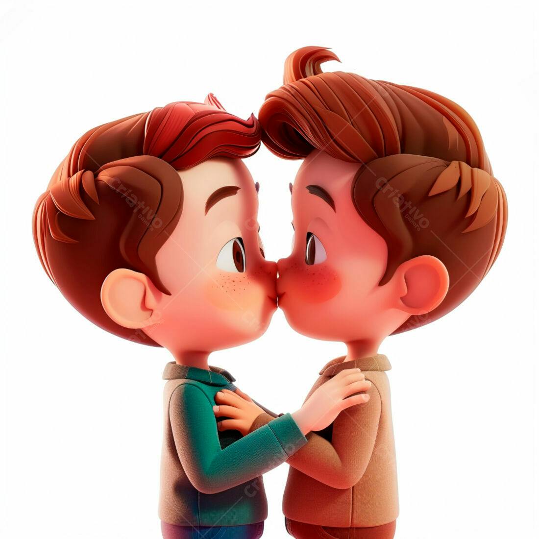 Dois meninos se beijando desenho animado