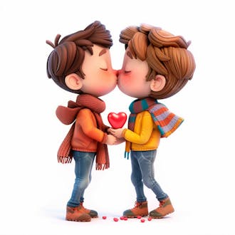 Imagem de dois garotos se beijando, personagem 3d 29