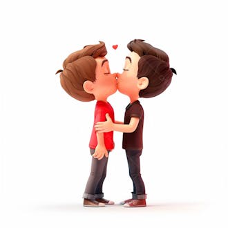 Imagem de dois garotos se beijando, personagem 3d 31