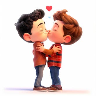 Imagem de dois garotos se beijando, personagem 3d 33