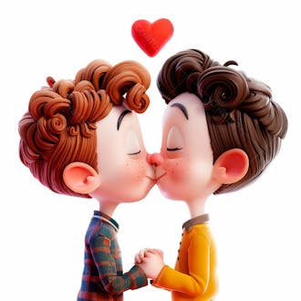 Imagem de dois garotos se beijando, personagem 3d 34