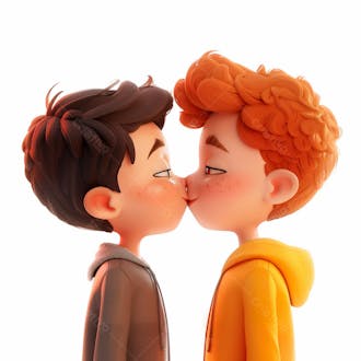 Imagem de dois garotos se beijando, personagem 3d 37